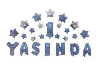 FOLYO BALON 1 YAŞINDA YILDIZLI MAVİ PK:1 SET