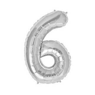 FOLYO BALON RAKAM 6 GÜMÜŞ 32INC PK:1 KOLİ -500