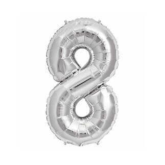 FOLYO BALON RAKAM 8 GÜMÜŞ 32INC PK:1 KOLİ -500