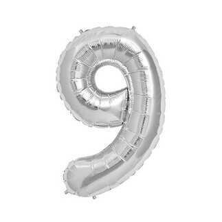 FOLYO BALON RAKAM 9 GÜMÜŞ 32INC PK:1 KOLİ -500