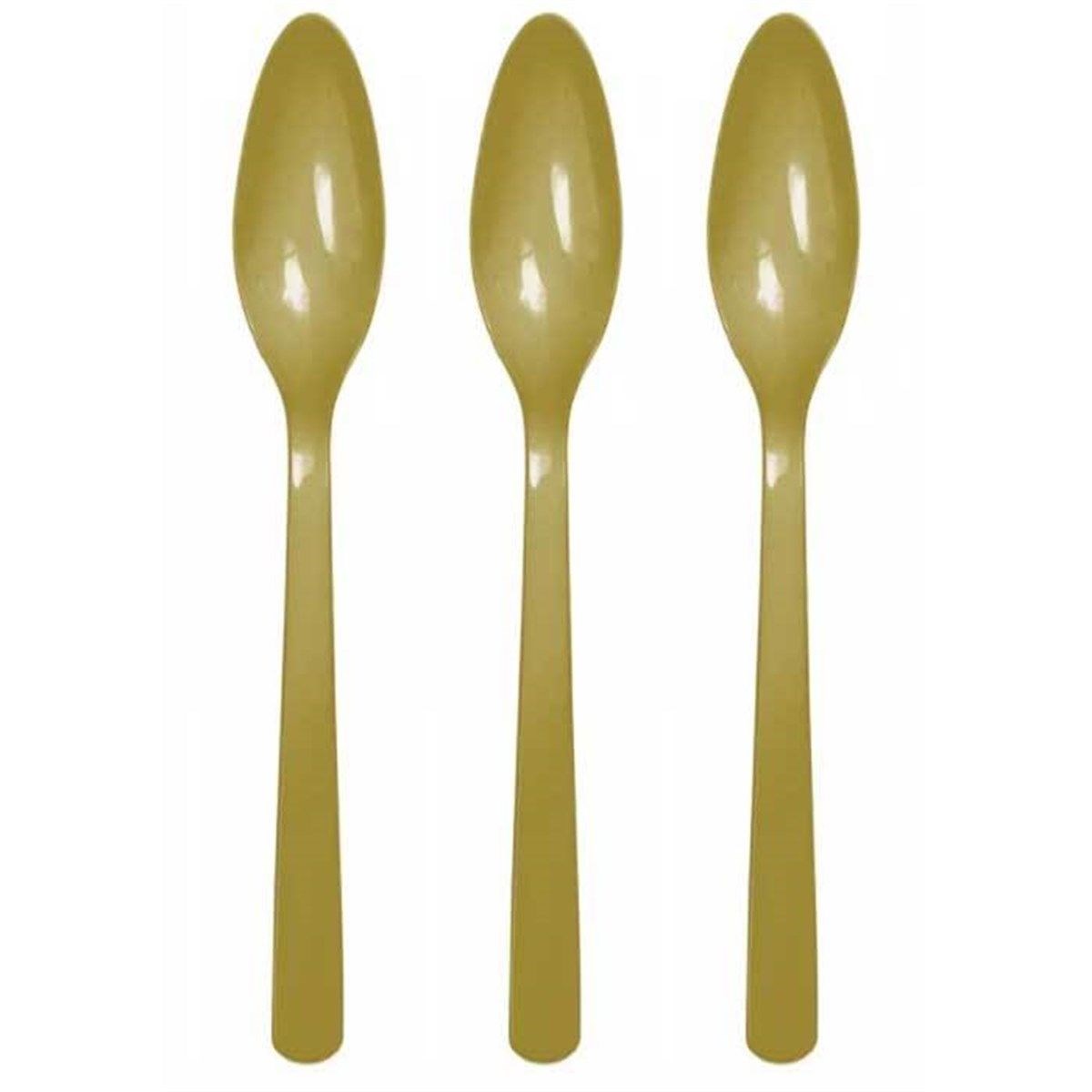 Gold Renk Lüks Plastik Kaşık 25 Adet