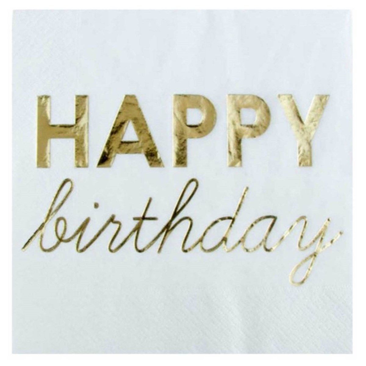 Gold Varaklı Lüks Happy Birthday Peçete