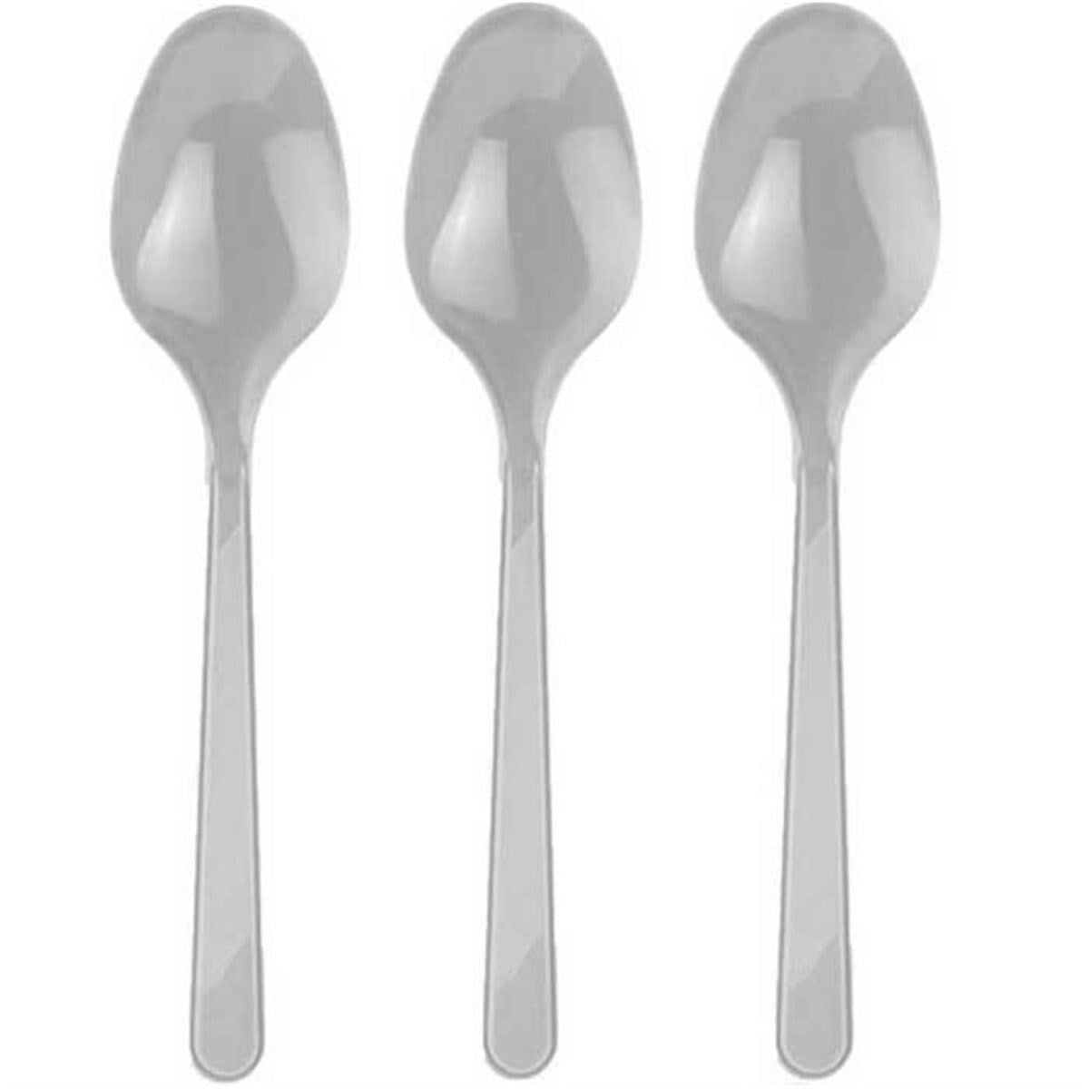 Gri Renk Lüks Plastik Kaşık 25 Adet