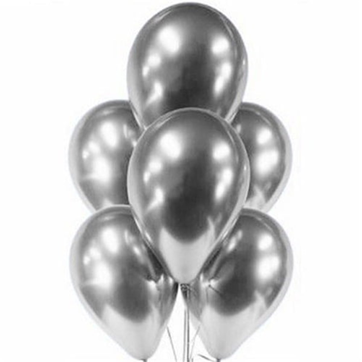 Gümüş Renk Krom Balon 10 Adet
