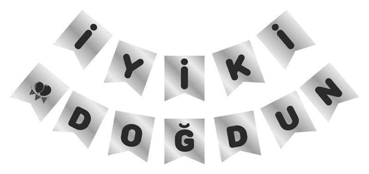 Gümüş Varak Üzeri Siyah İyi Ki Doğdun Banner