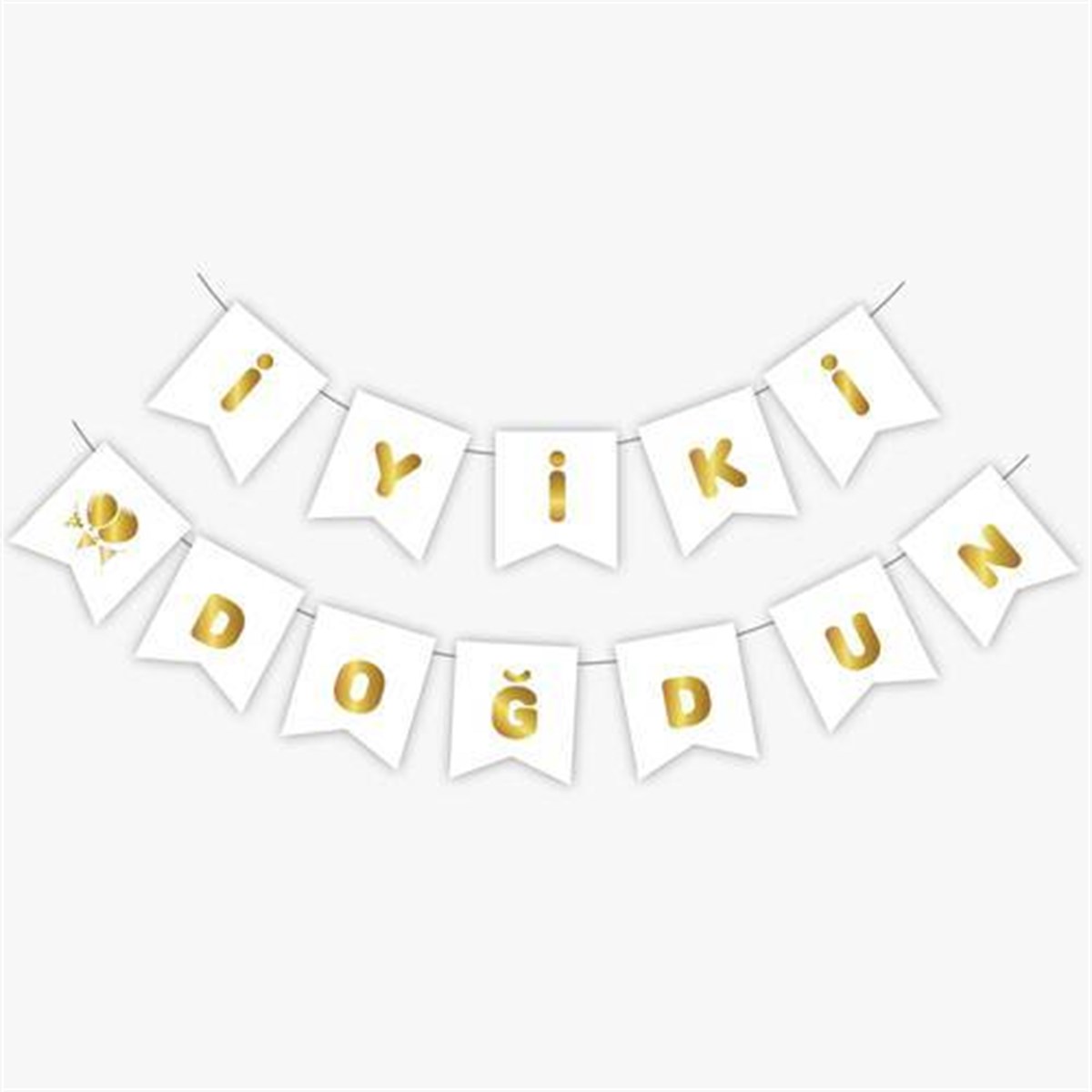 İyi ki Doğdun Beyaz Gold Yaldızlı Banner