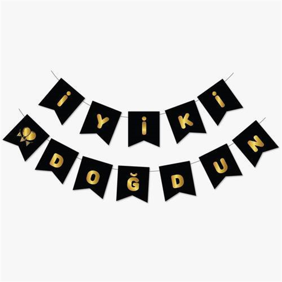 İyi ki Doğdun Siyah Gold Yaldızlı Banner