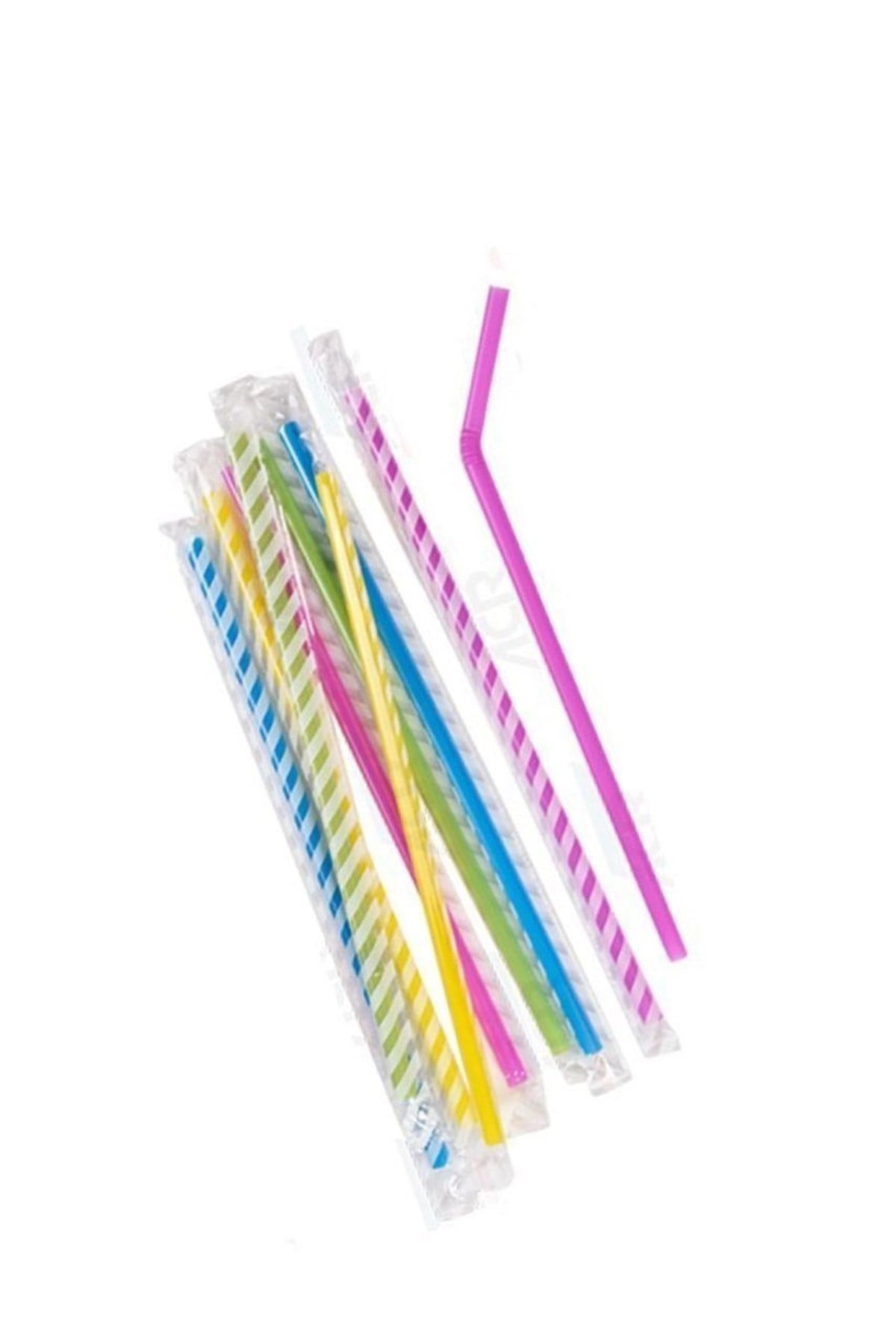 Jelatinli Tek Tek Sargılı Pipet Karışık Renk-10 Adet