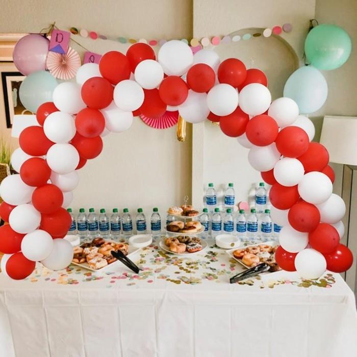 Kırmızı Beyaz Metalik Zincir Balon Seti 5 Metre 100 Balon