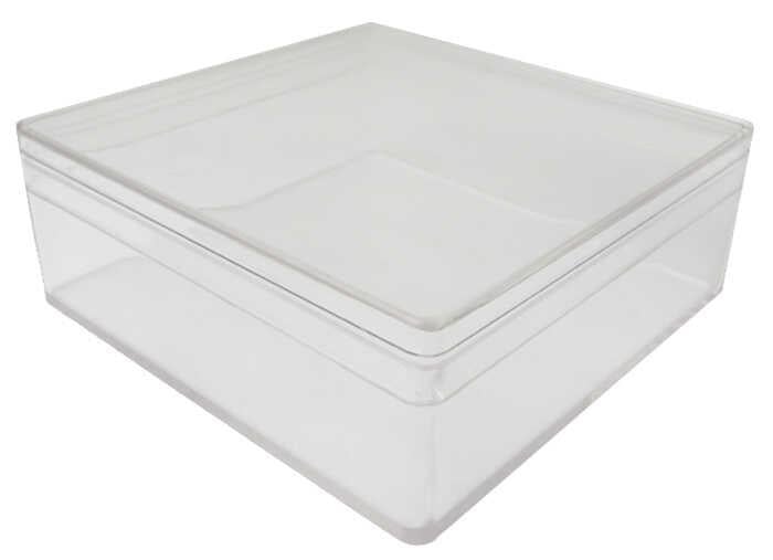 KUTU AKRİLİK KARE 8x8x3 CM ŞEFFAF PK:12 KL:300