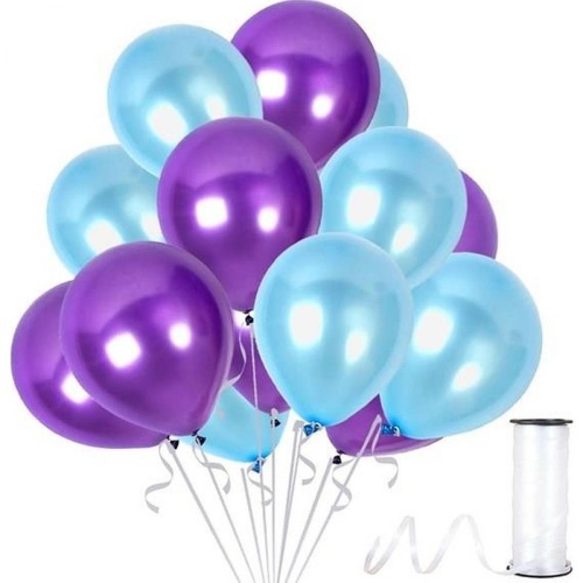Metalik Parlak 12 inch Mavi Mor Balon 12 Adet