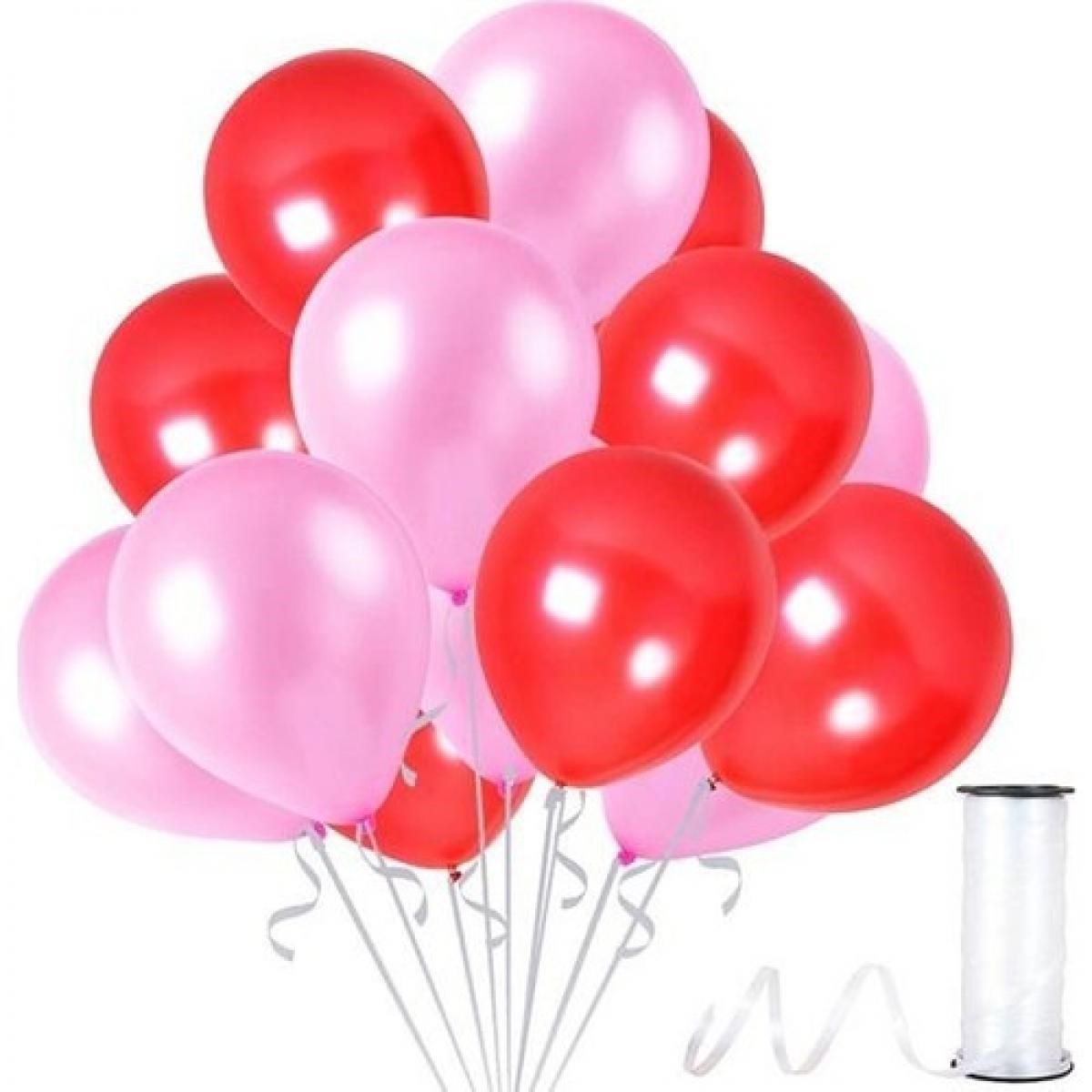Metalik Parlak 12 inch Pembe Kırmızı Balon 12 Adet