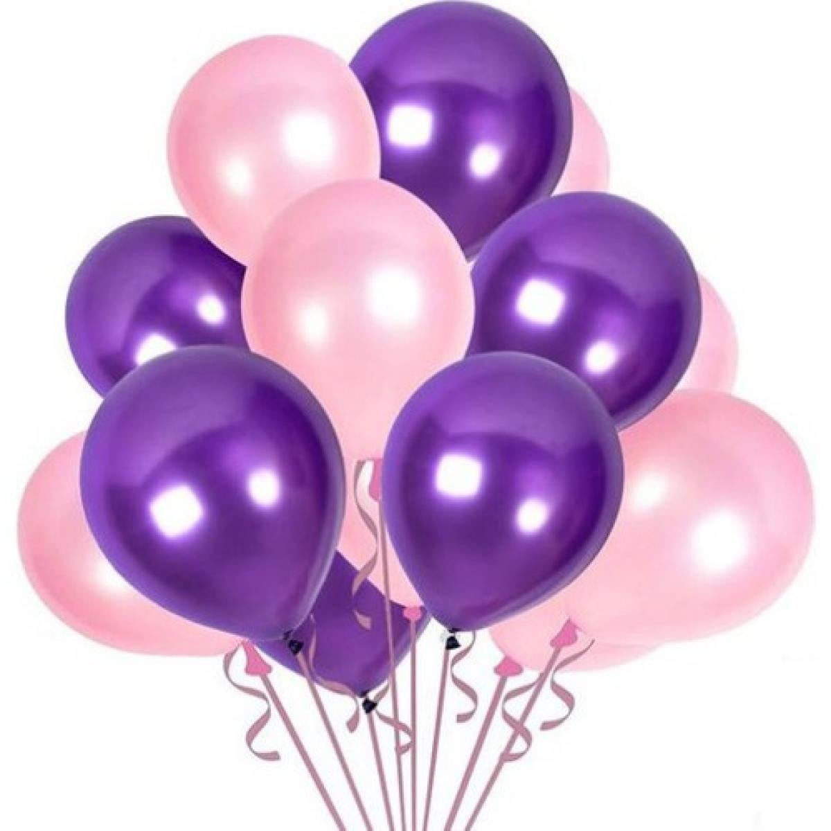 Metalik Parlak 12 inch Pembe Mor Balon 12 Adet