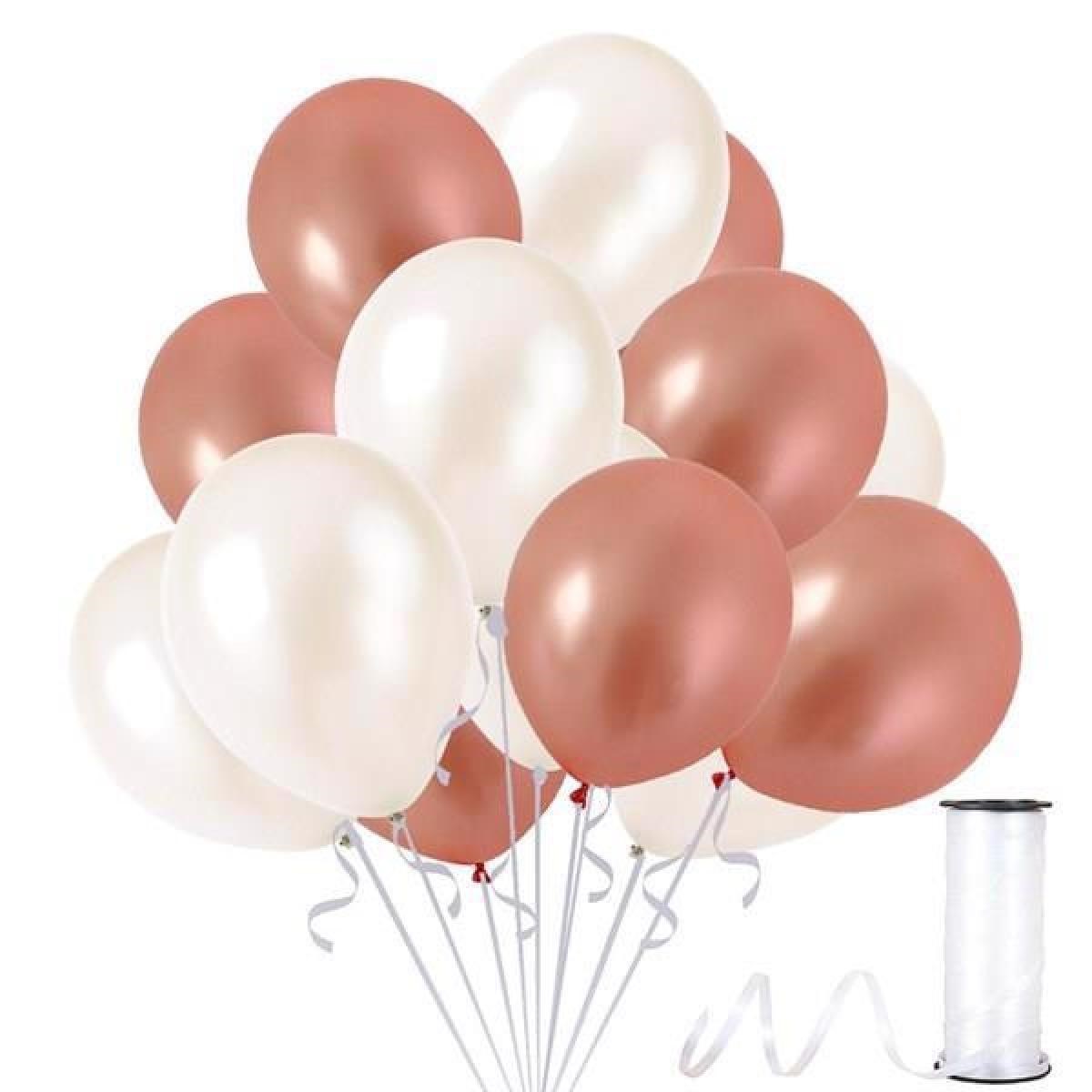 Metalik Parlak 12 inch Rose Gold Beyaz Balon 12 Adet