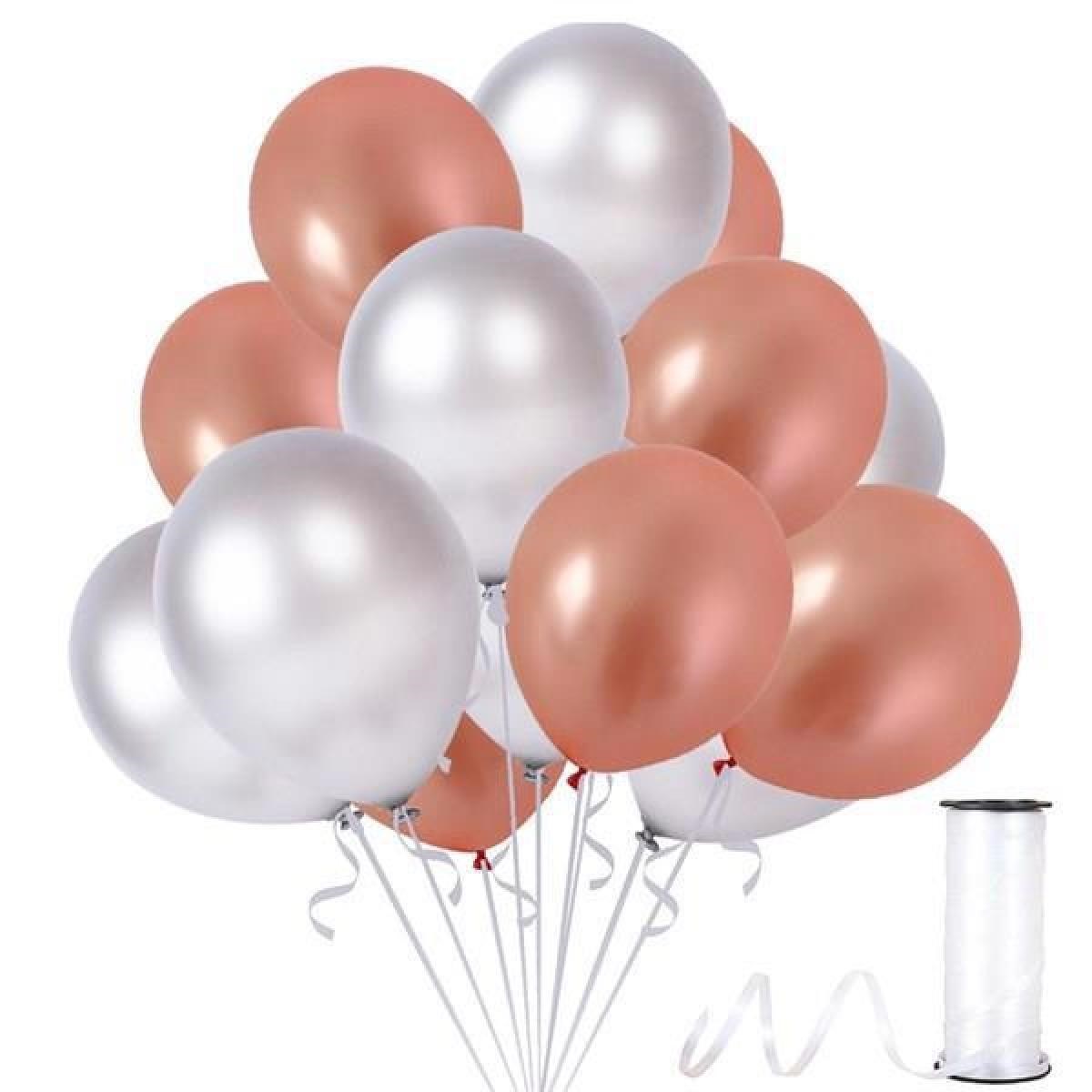 Metalik Parlak 12 inch Rose Gold Gümüş Balon 12 Adet