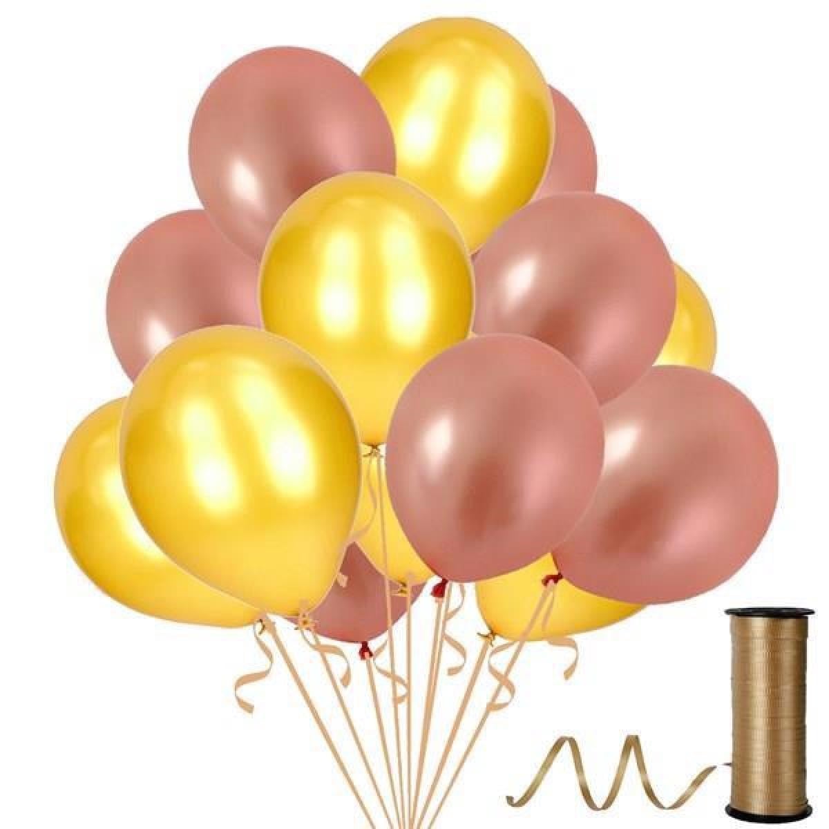 Metalik Parlak 12 inch Rose Gold Sarı Balon 12 Adet