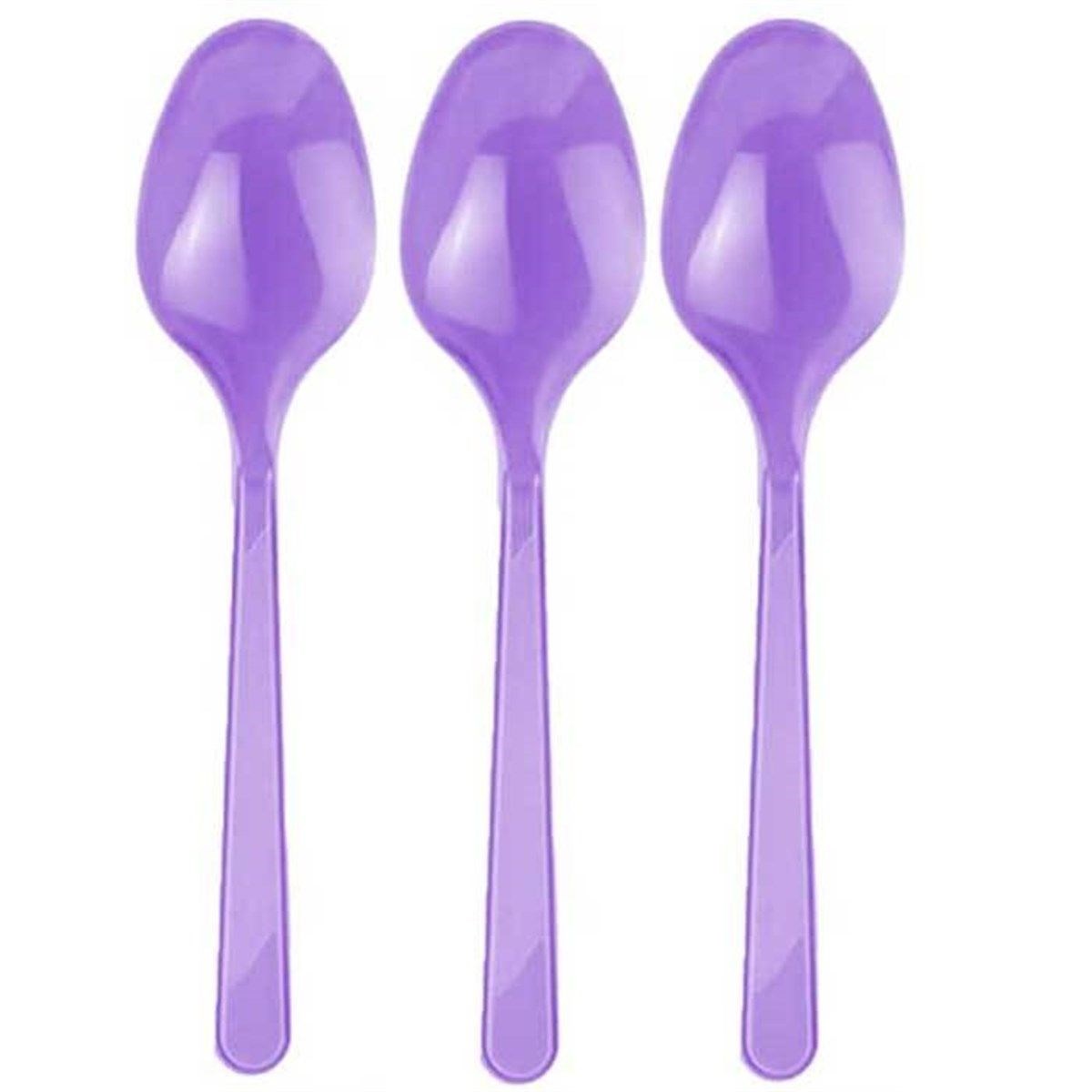 Mor Renk Lüks Plastik Kaşık 25 Adet