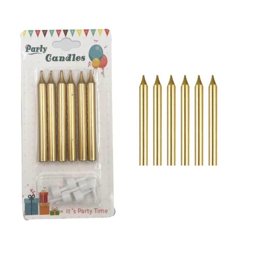 Mum İnce 8 Cm Gold 6 Adet
