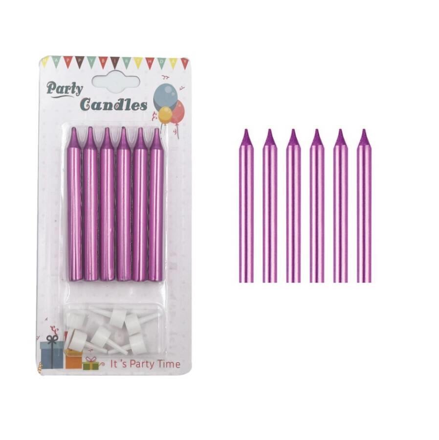 Mum İnce 8 Cm Pembe 6 Adet