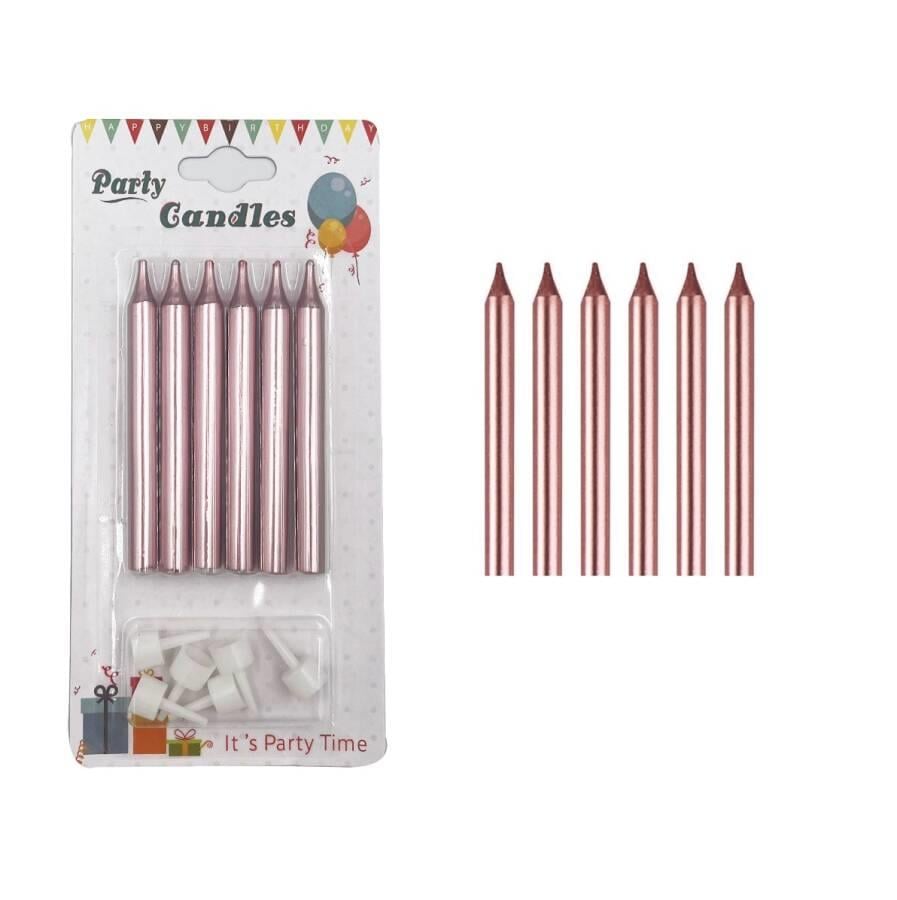 Mum İnce 8 Cm Rose Gold 6 Adet