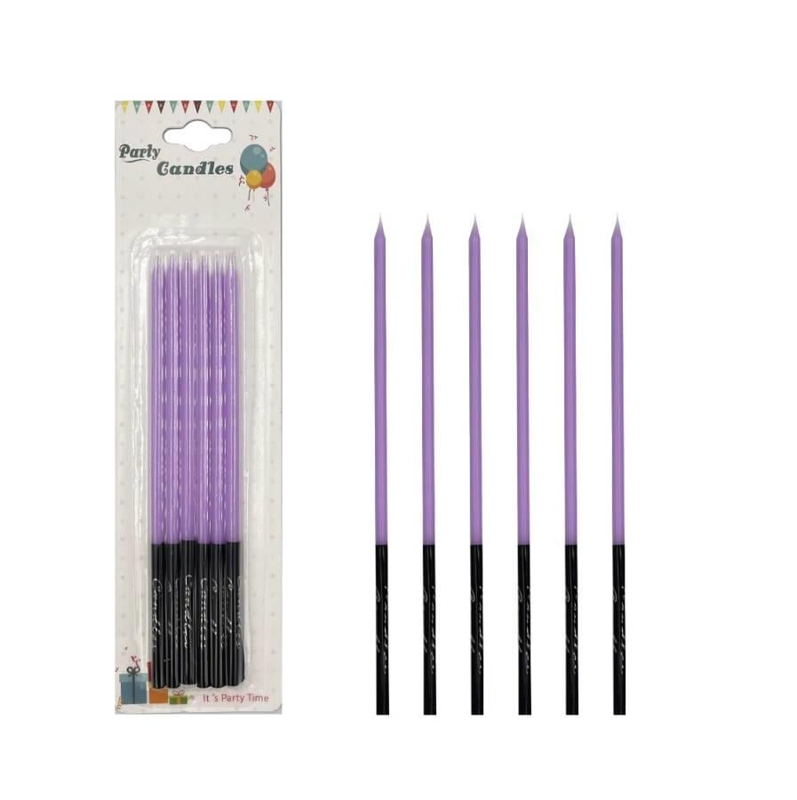 Mum İnce Kalem Model Makaron Lila 15 Cm 6 Adet