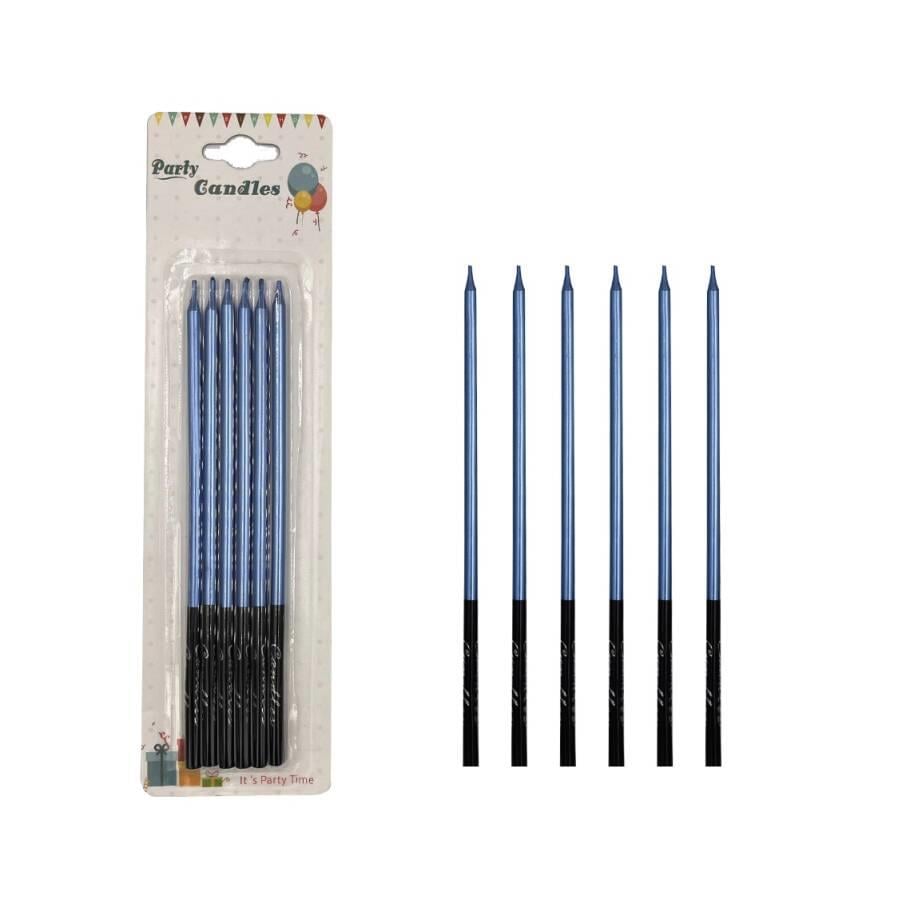 Mum İnce Kalem Model Mavi 15 Cm 6 Adet