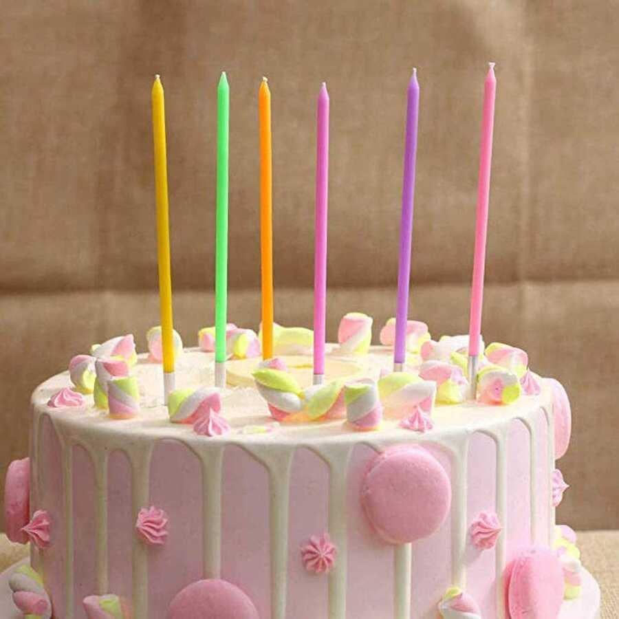 Mum İnce Uzun 14 Cm Rainbow 10 Adet