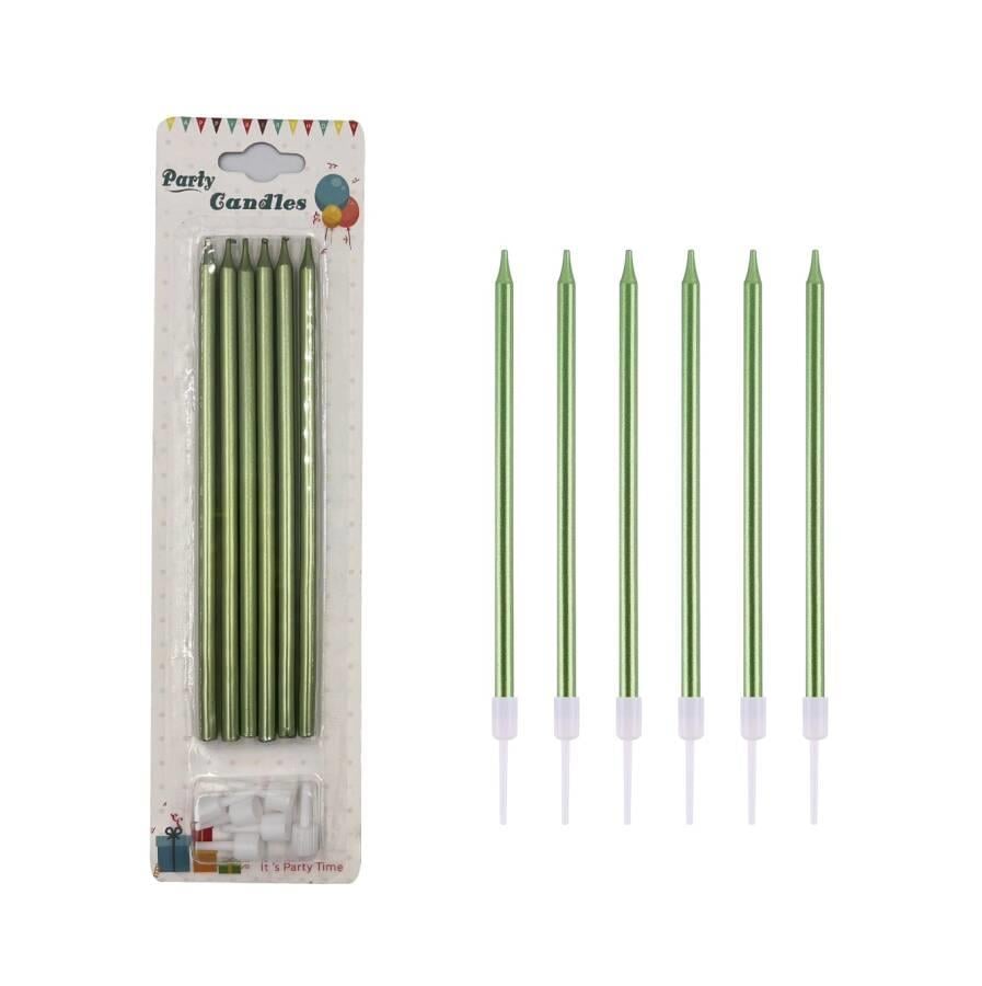 Mum İnce Uzun 15 cm Yeşil Renk 6 Adet