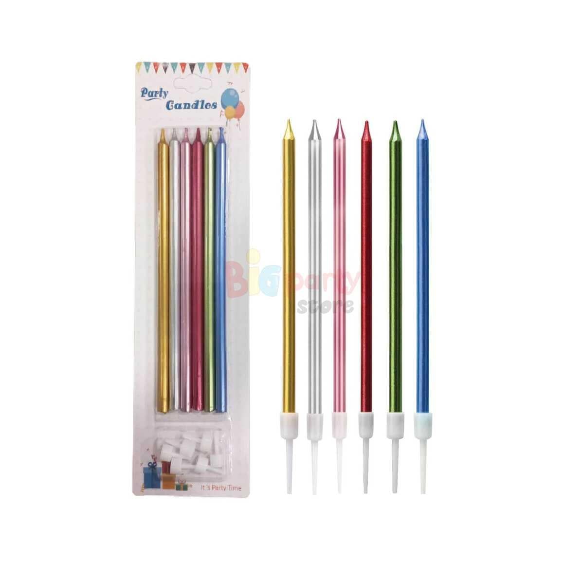 Mum İnce Uzun 20 Cm Karışık Renk 6 Adet