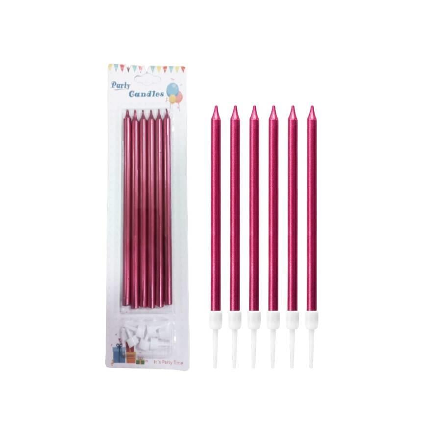 Mum İnce Uzun 20 Cm Kırmızı 6 Adet