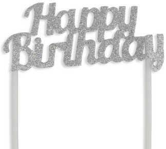 PASTA SÜSÜ EVA SİMLİ HAPPY BIRTHDAY GÜMÜŞ PK:1