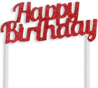 PASTA SÜSÜ EVA SİMLİ HAPPY BIRTHDAY KIRMIZI PK:1