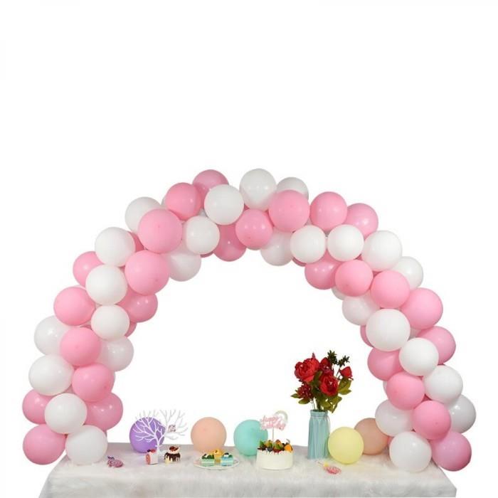 Pembe Beyaz Makaron Zincir Balon Seti 5 Metre 100 Balon