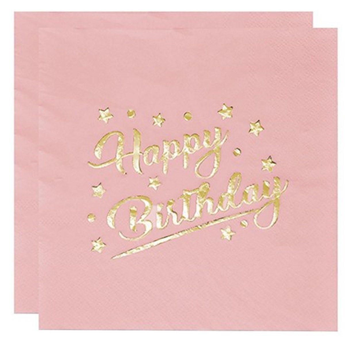 Pembe Gold Varaklı Lüks Happy Birthday Peçete