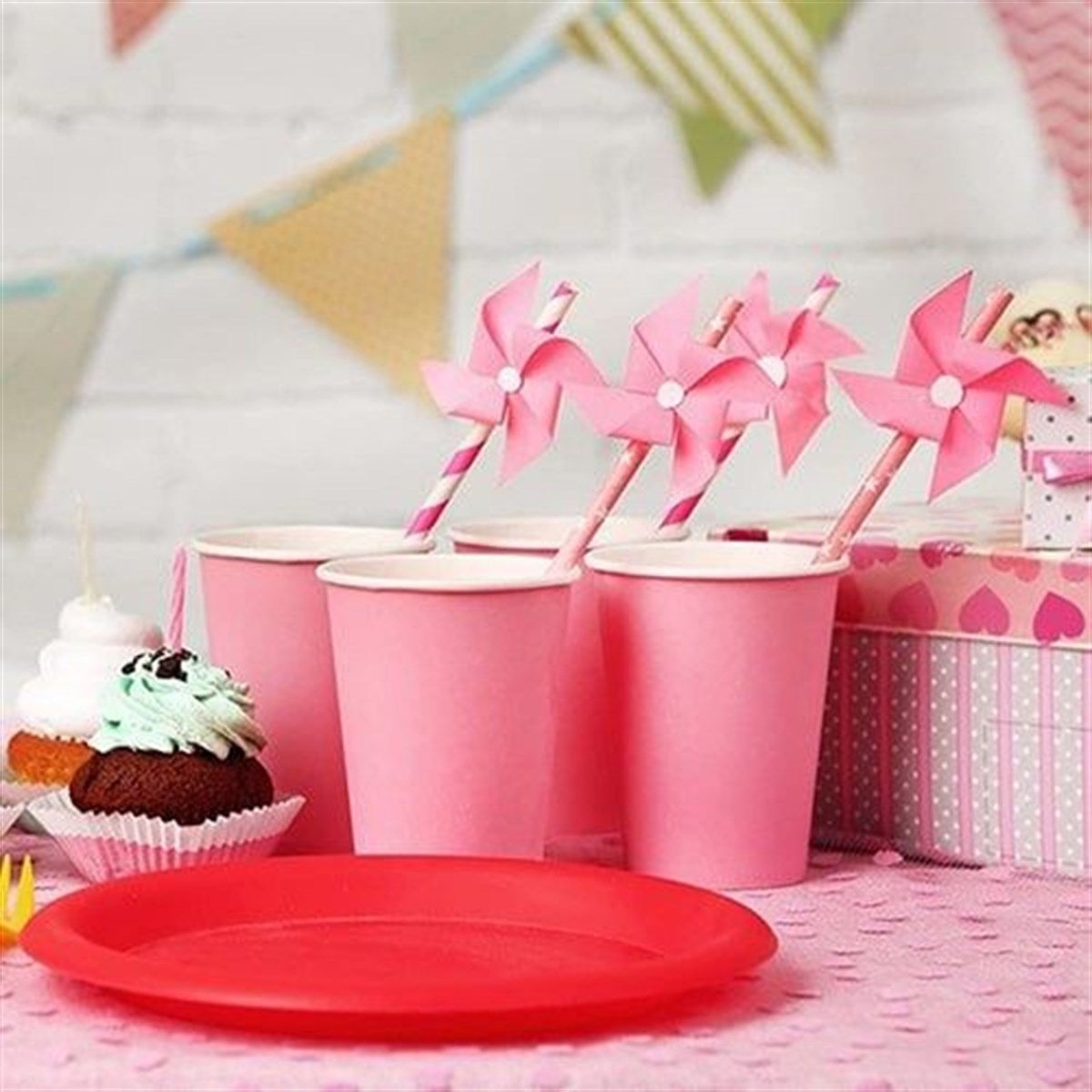 Pembe Lüks Karton Bardak 8 Adet