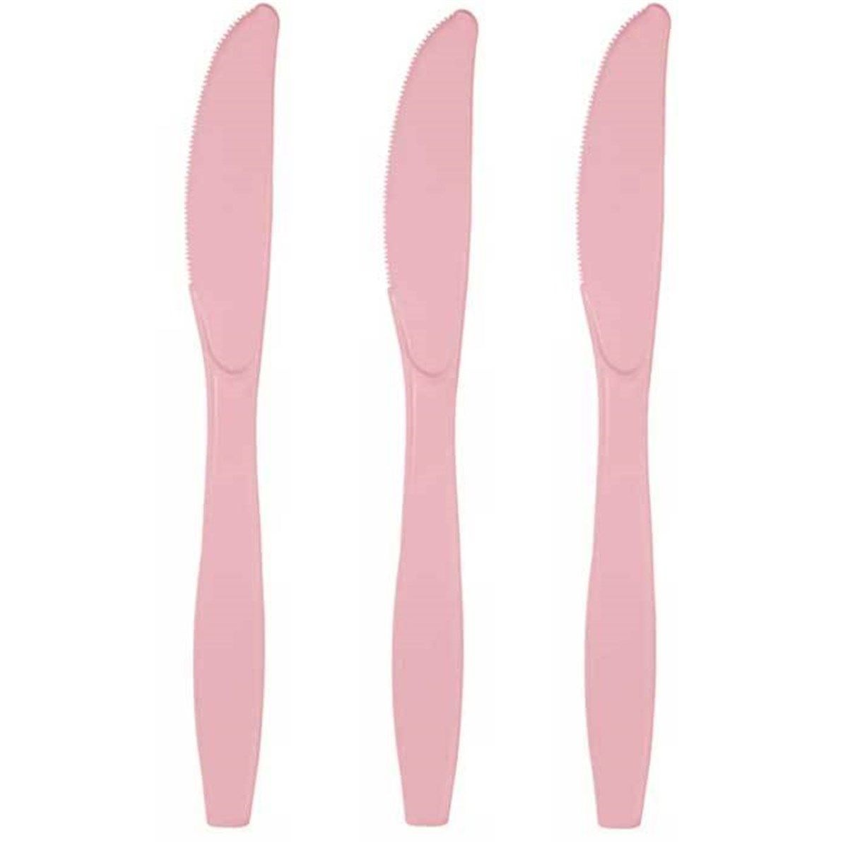 Pembe Lüks Plastik Bıçak 25 Adet