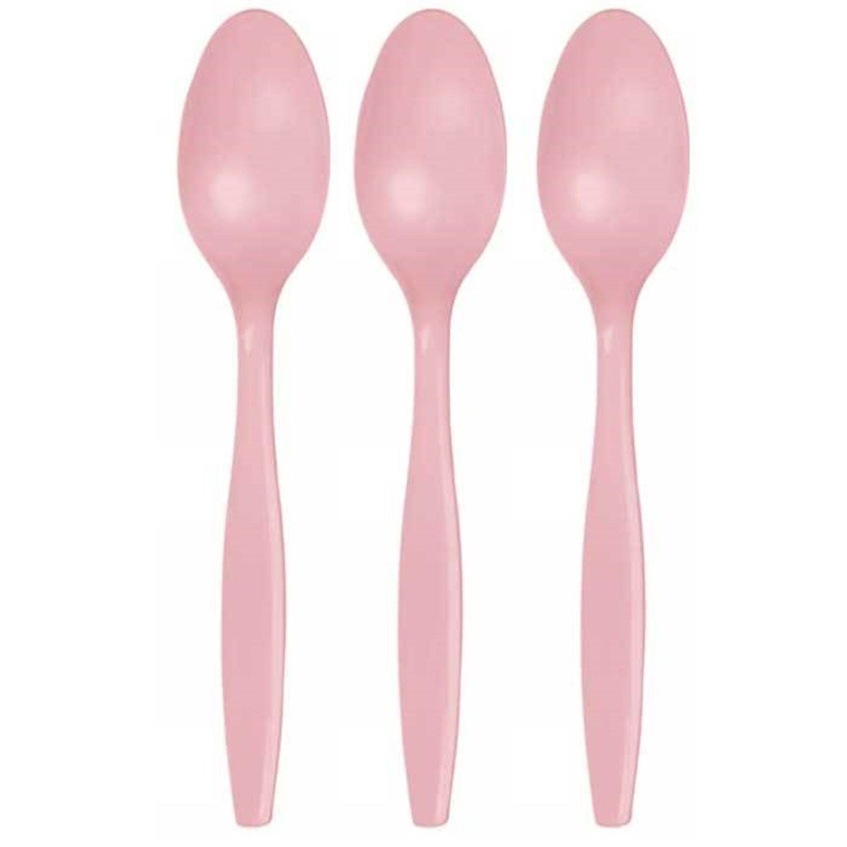 Pembe Lüks Plastik Kaşık 25 Adet