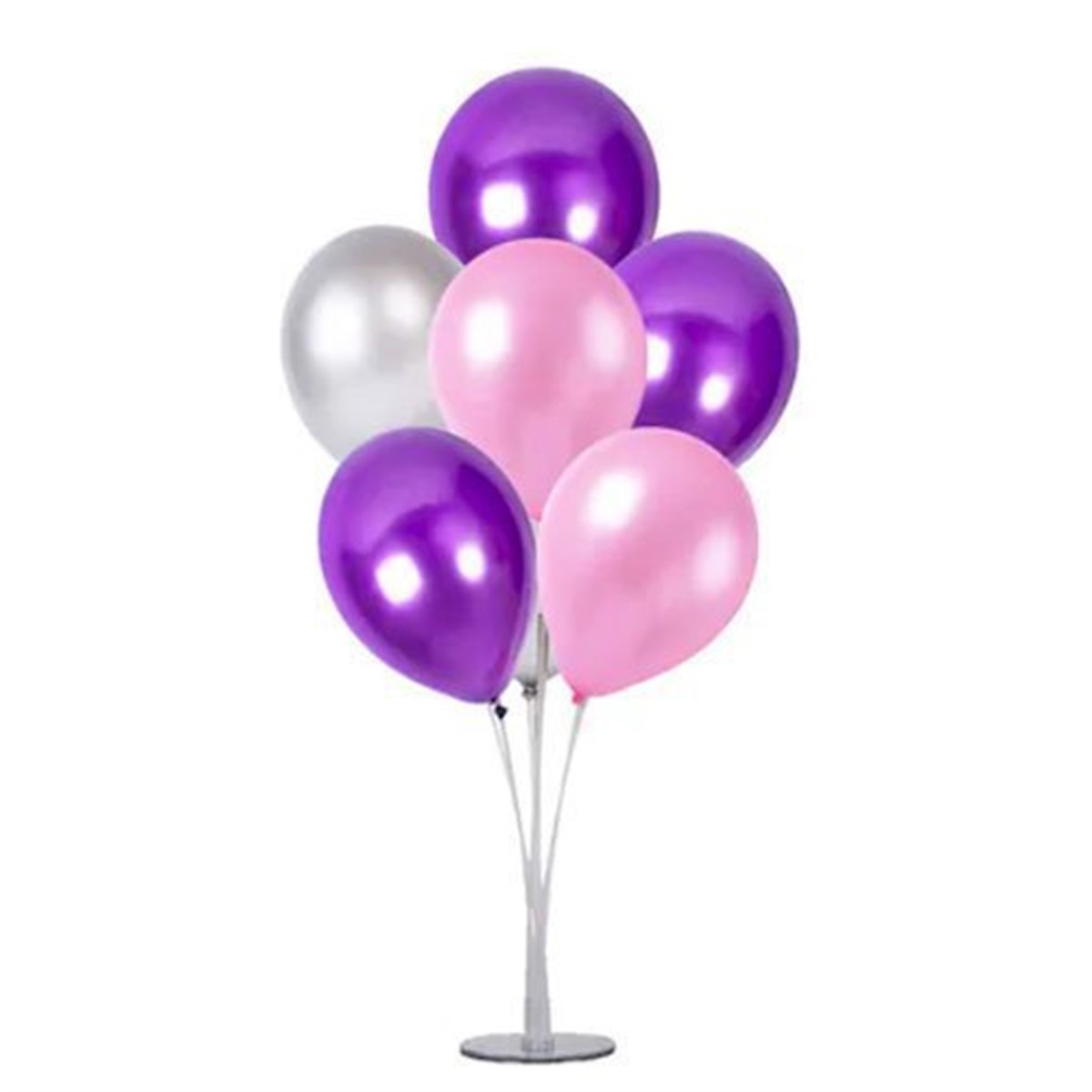Pembe Mor Gri Ayaklı Balon Standı - 1 Adet