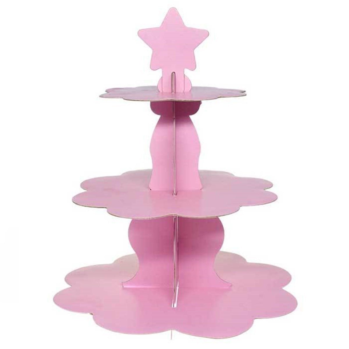 Pembe Renk 3 Katlı Cupcake Standı