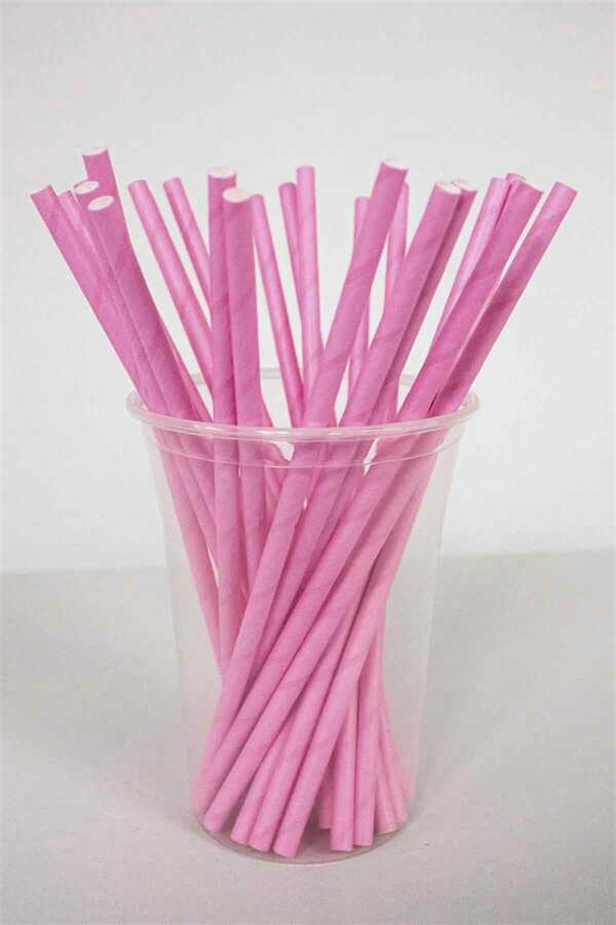 Pembe Renk Kağıt Pipet 24 Adet