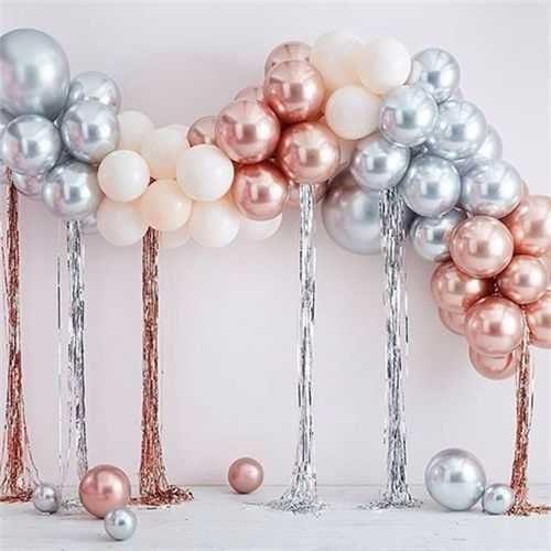 Rose Gümüş Krom Zincir Balon Seti 5 Metre