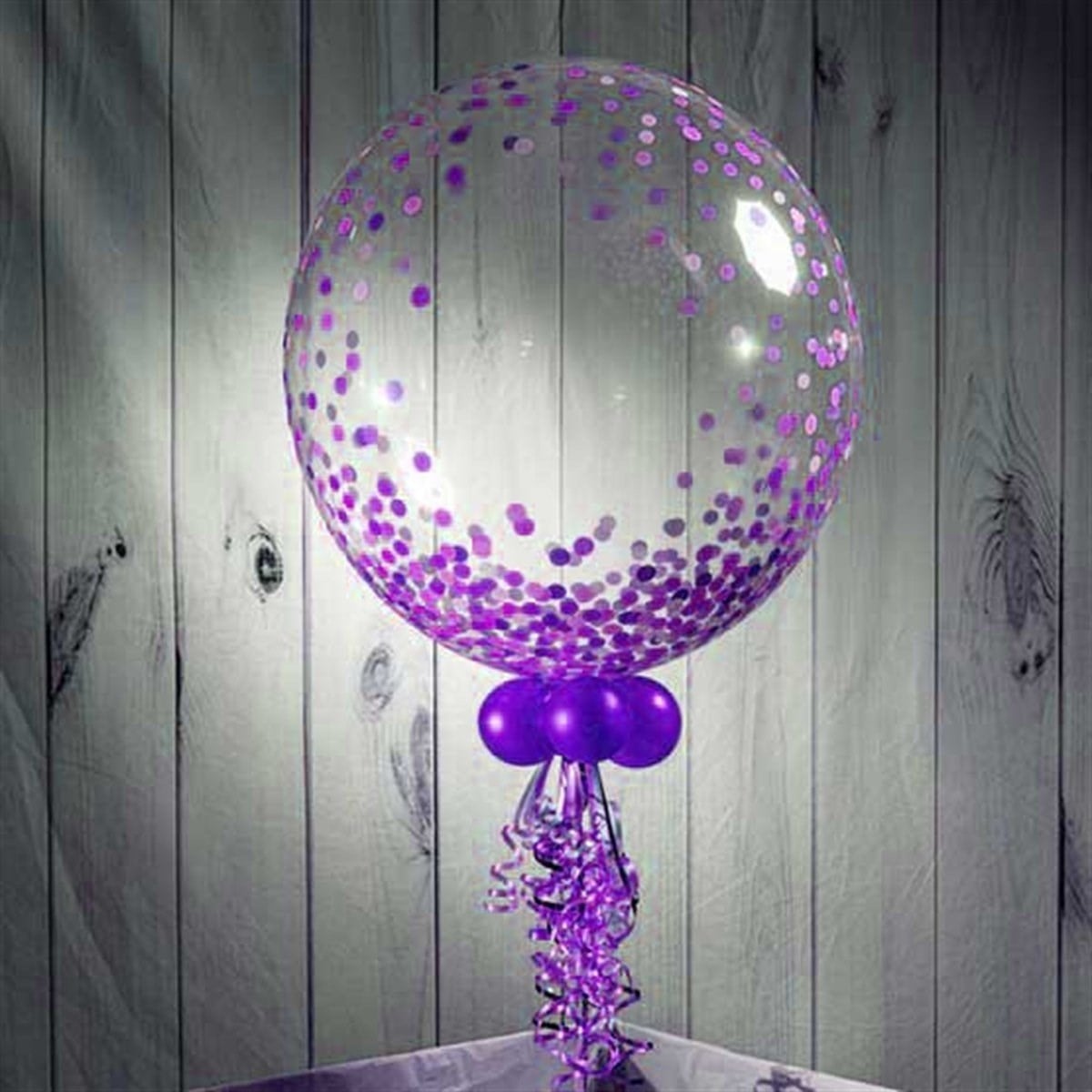Şeffaf Mor Konfetili Balon 45 cm
