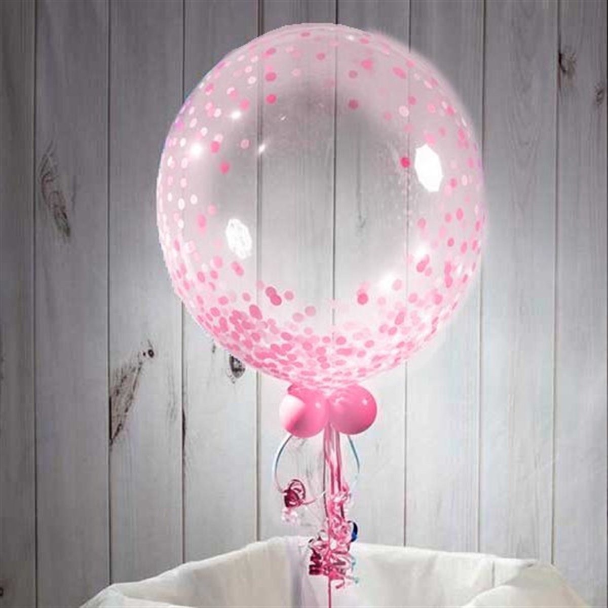 Şeffaf Pembe Konfetili Balon 45 cm