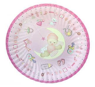 TABAK KARTON AYDEDELİ PEMBE 19cm PK:8 KL:180