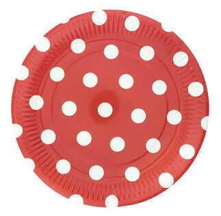 TABAK KARTON KIRMIZI PUANTİYELİ 23cm PK:8-KL:24