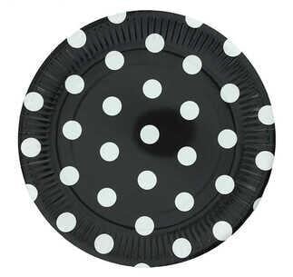 TABAK KARTON SİYAH PUANTİYELİ 23cm PK:8-KL:24