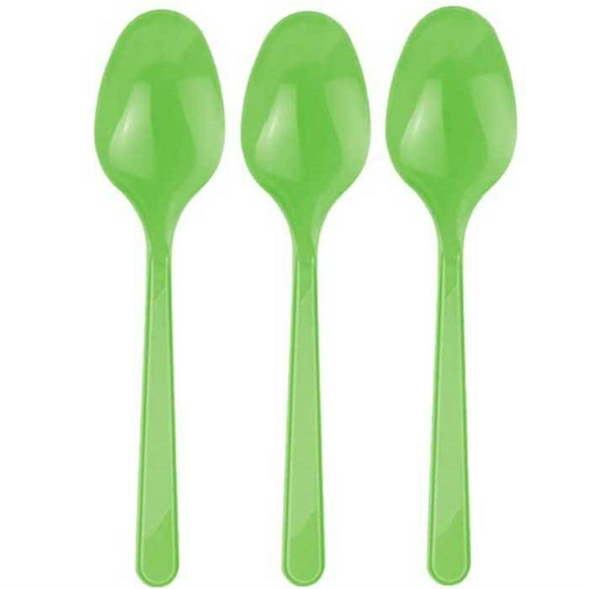 Yeşil Renk Lüks Plastik Kaşık 25 Adet