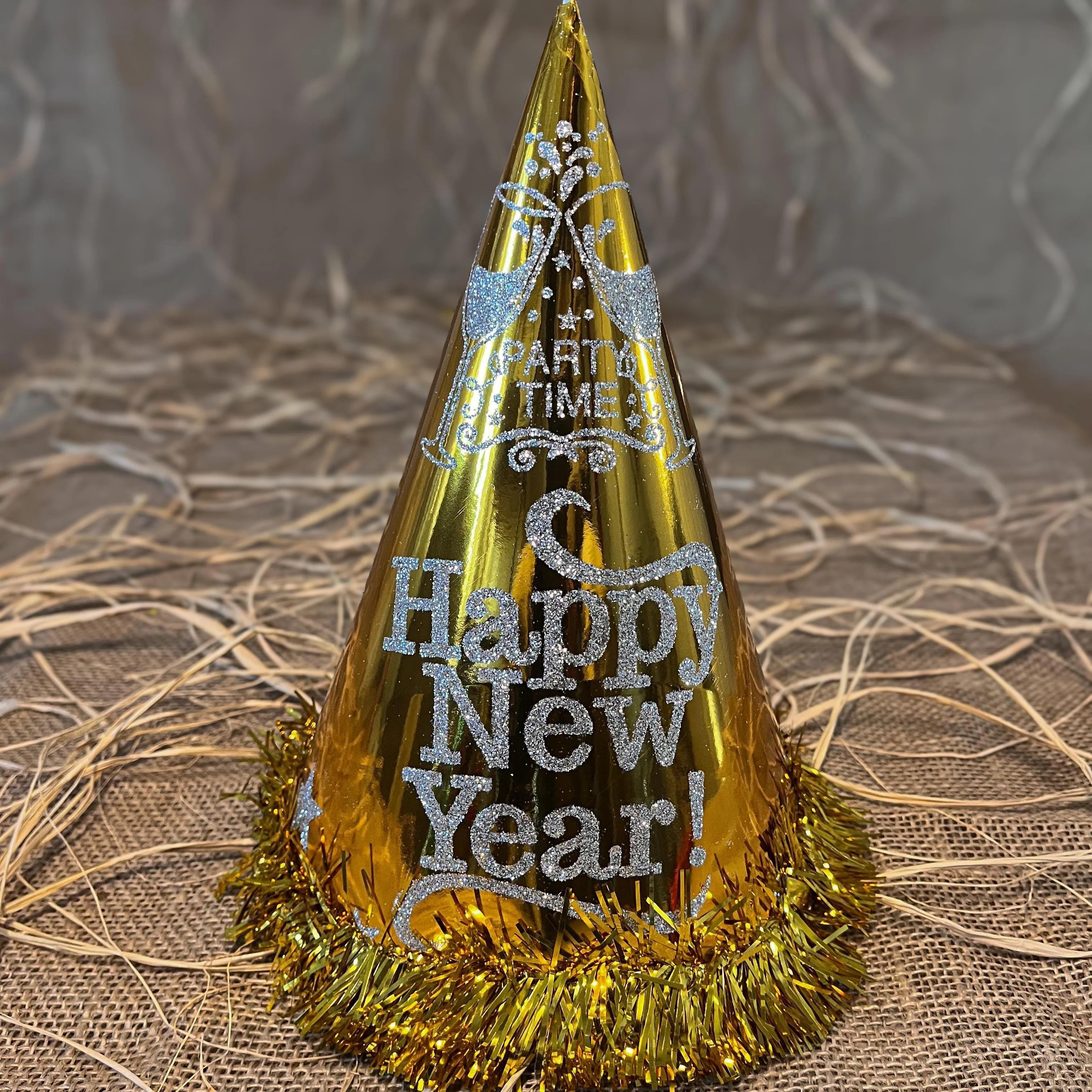 Yılbaşı Happy New Year Şapka Gold Renk 5 Adet