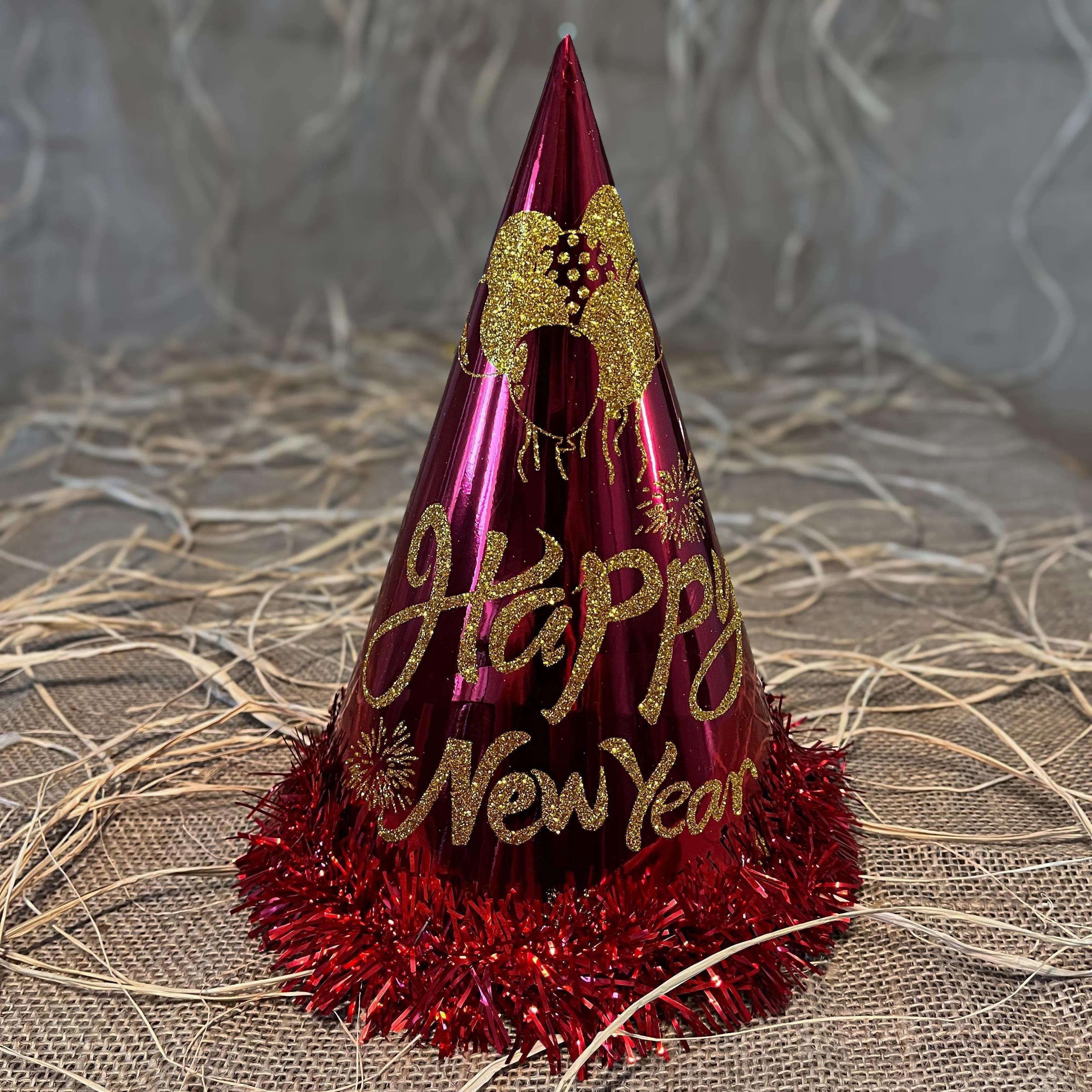 Yılbaşı Happy New Year Şapka Kırmızı Renk 5 Adet