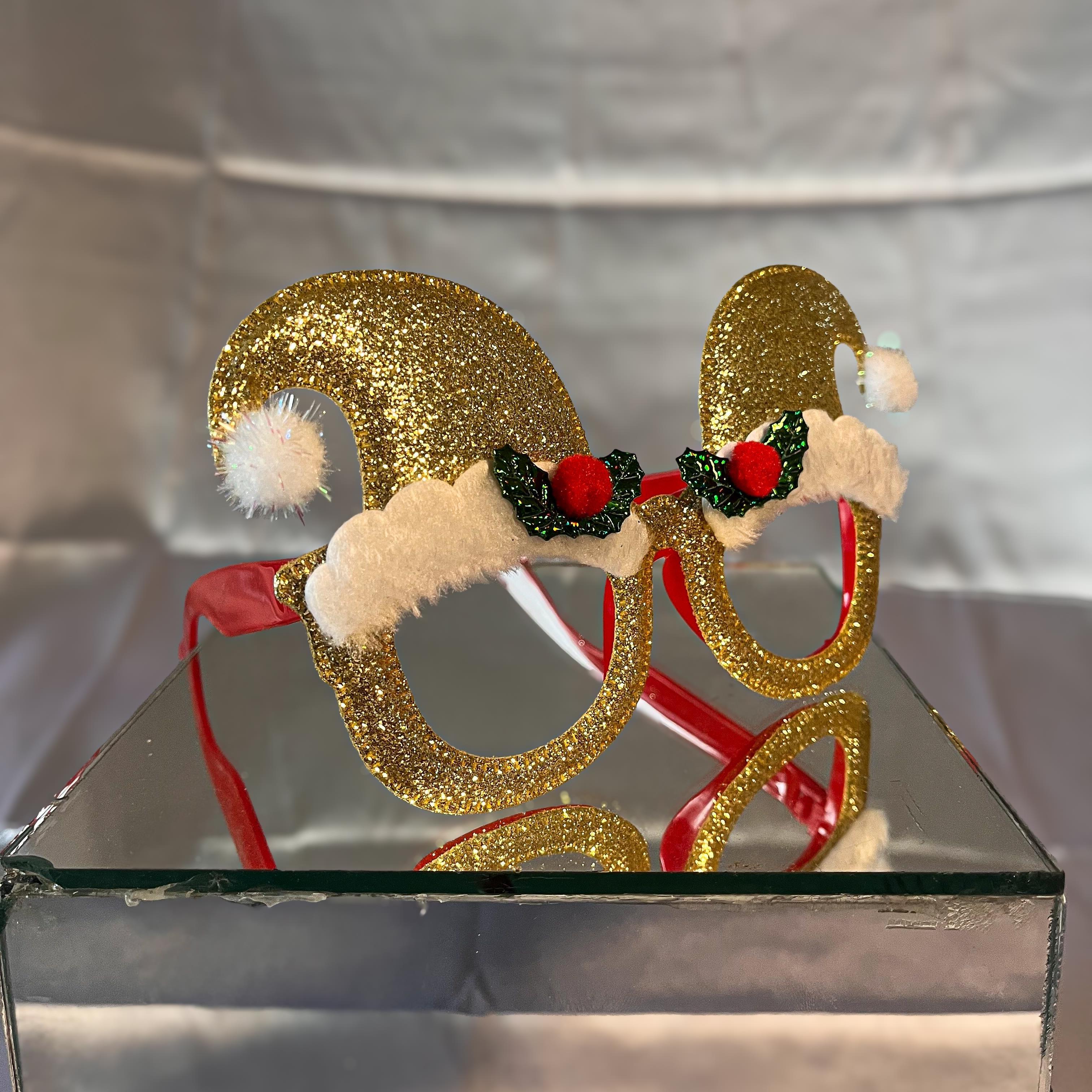 Yılbaşı Simli Şapka Gözlük Gold